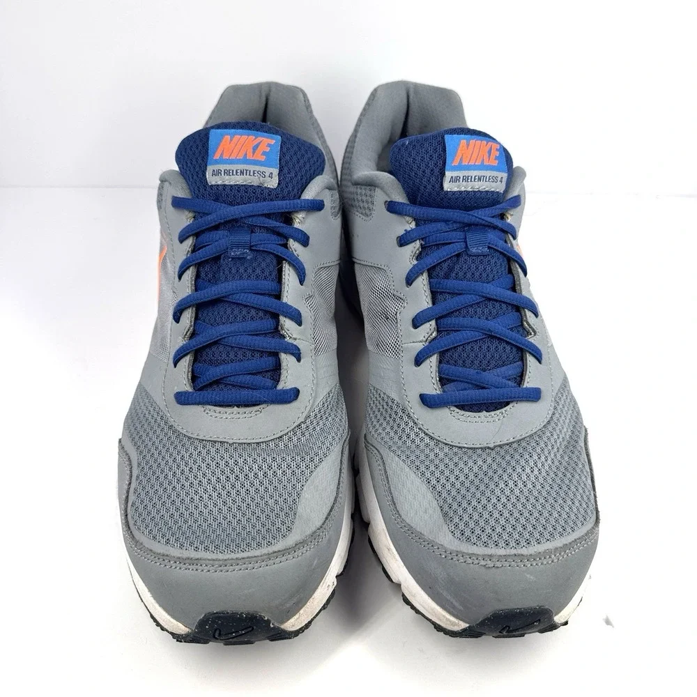 Nike Air Relentless 4 Mens Running Shoes Gray‎ Orange Blue Lace Up Size 15